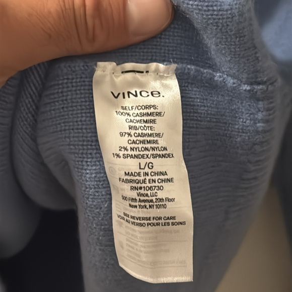 Light blue Vince 100% cashmere hoodie. Worn maybe twice. - Picture 3 of 3